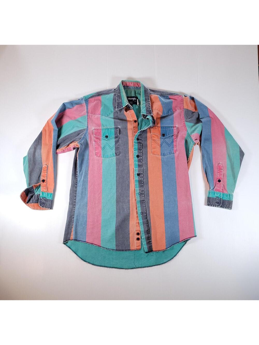 Vintage Wrangler Brushpopper shirt mens medium size 16 handpainted back buttons